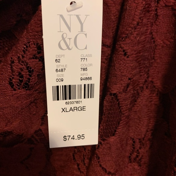 Eva Mendes off shoulder sheath lace dress burgundy XL - Picture 2 of 3